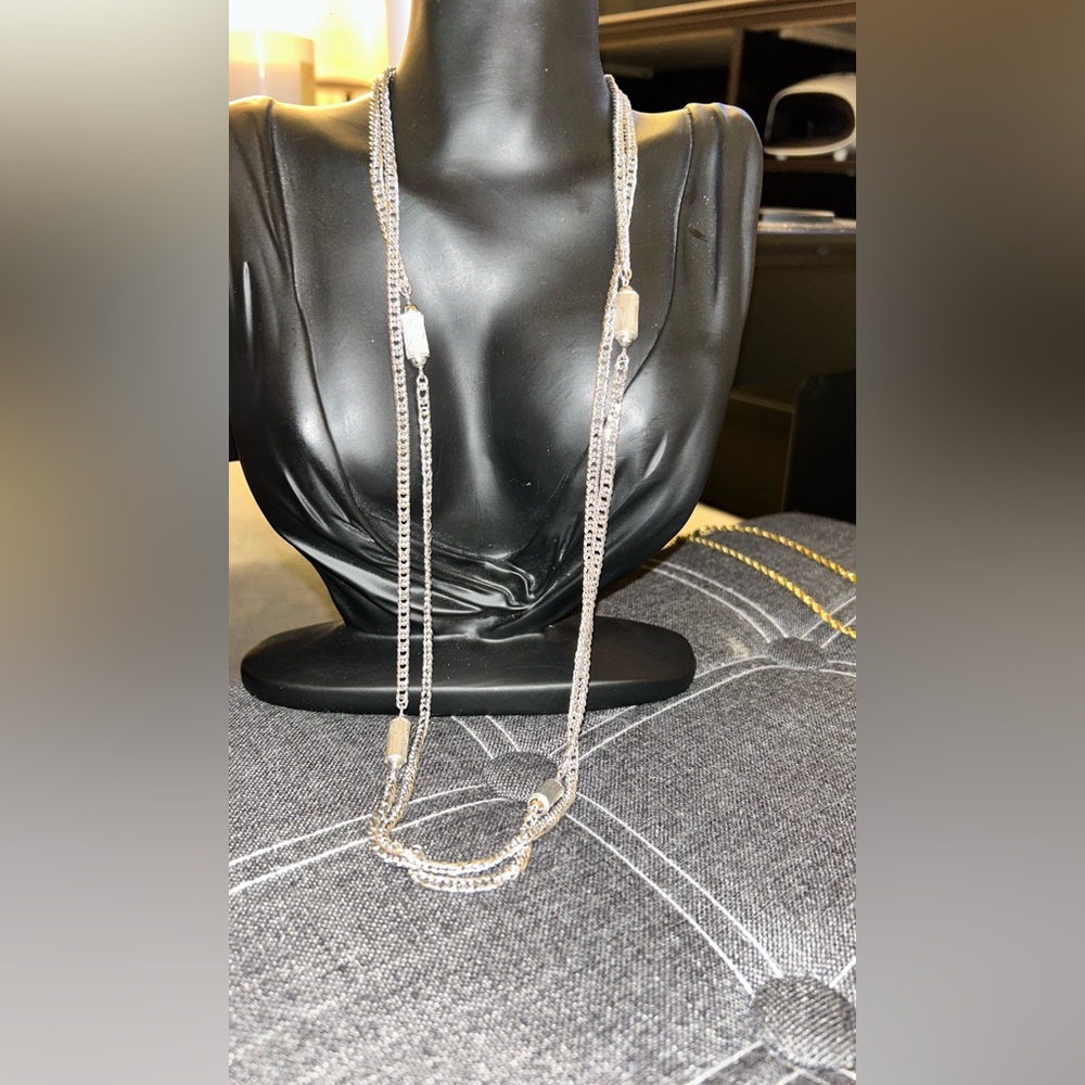 Vintage Monet Silver Tone Long Necklace